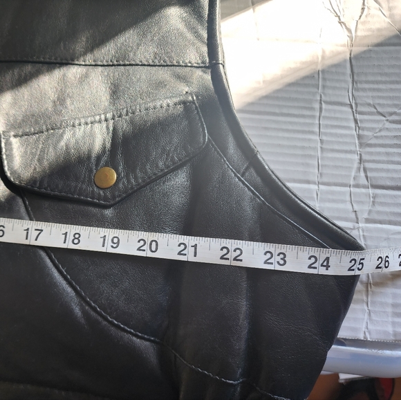 Hudson men's outwear black leather multiple zipper vest - Picture 3 of 8